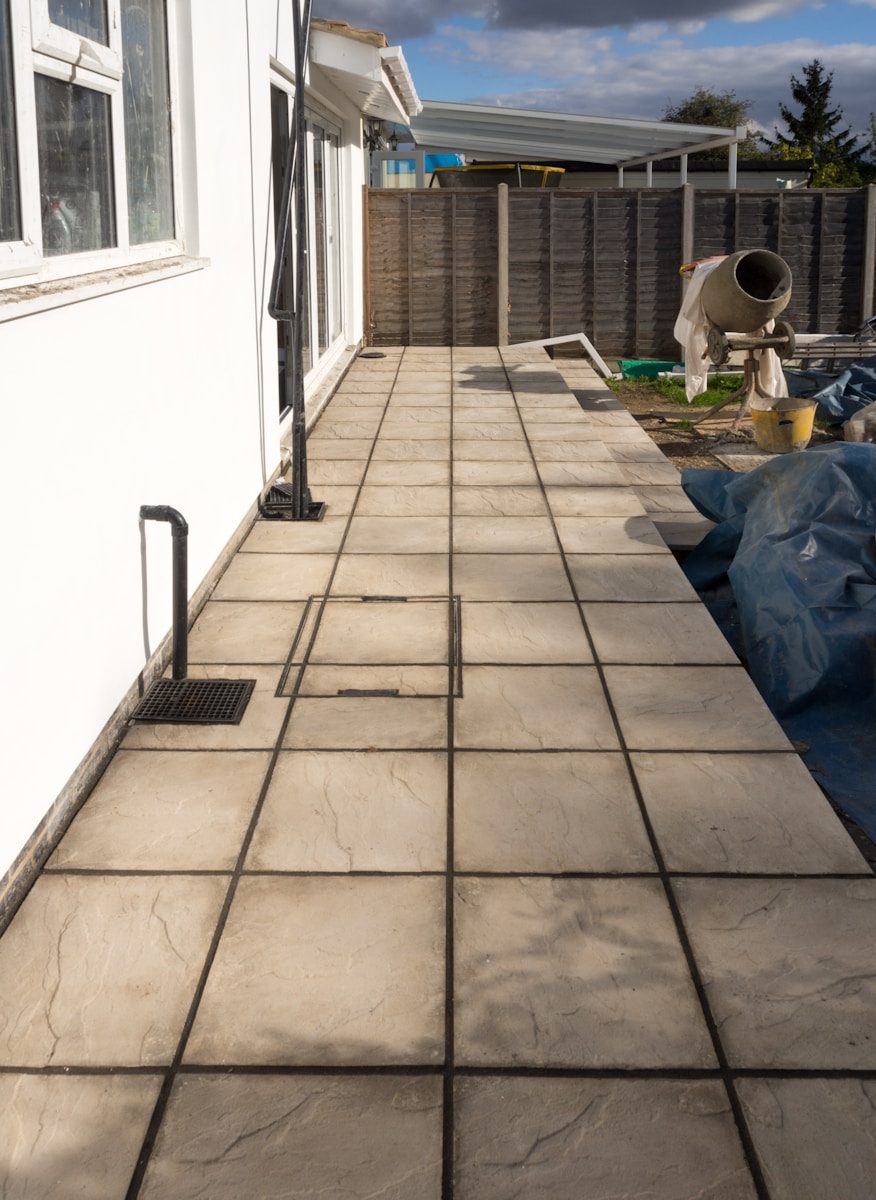 Newly tiled patio in the backyard.